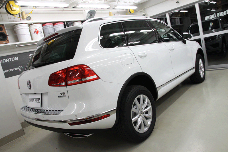 VW　トゥアレグ 　プレミアムガラスコーティング施工後のボディ。