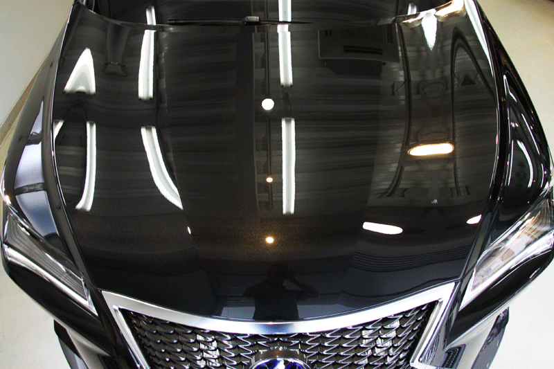 レクサス RX450h Fスポーツ スーパープレミアムガラスコーティング施工後のボンネット。