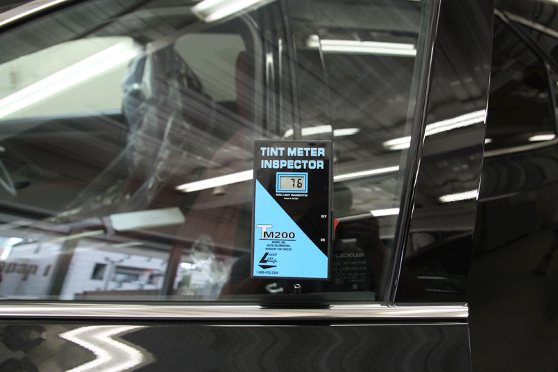 レクサス RX450h Fスポーツ フロントドアガラスへ断熱フィルム施工後の透過率。