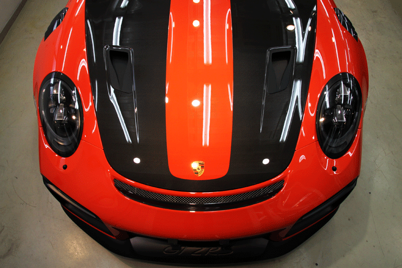 ポルシェ991(911)GT2RSスーパープレミアムガラスコーティング施工後。